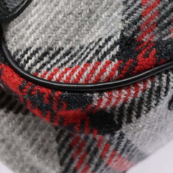 BURBERRY Nova Check Blue Label Chain Hand Bag Wool Gray Auth 92080 - Picture 16 of 16